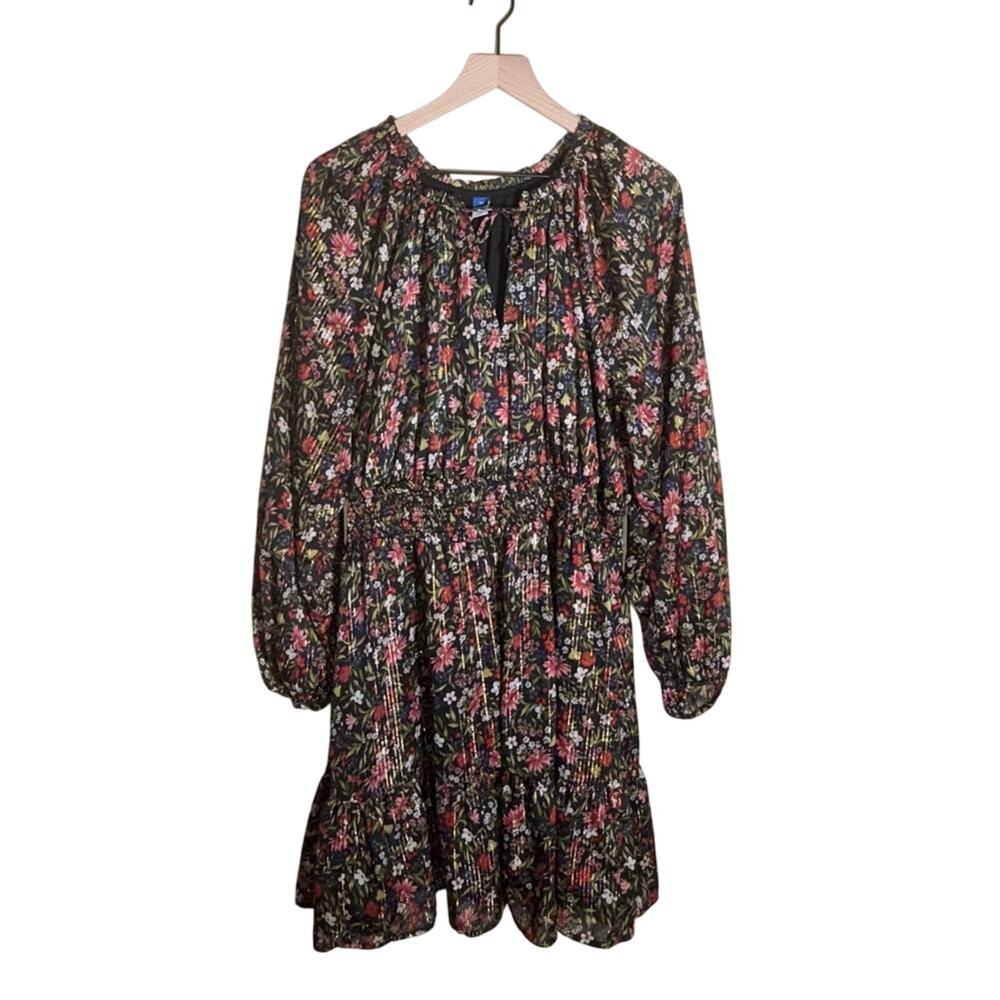OLD NAVY floral metallic knee length empire waist holiday plus size dress 2X - Picture 1 of 6